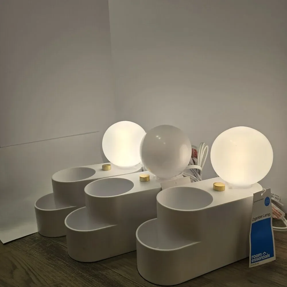 NEW Orb Shade Organizer Novelty Table Lamp White,3-PACK  Room Essentials